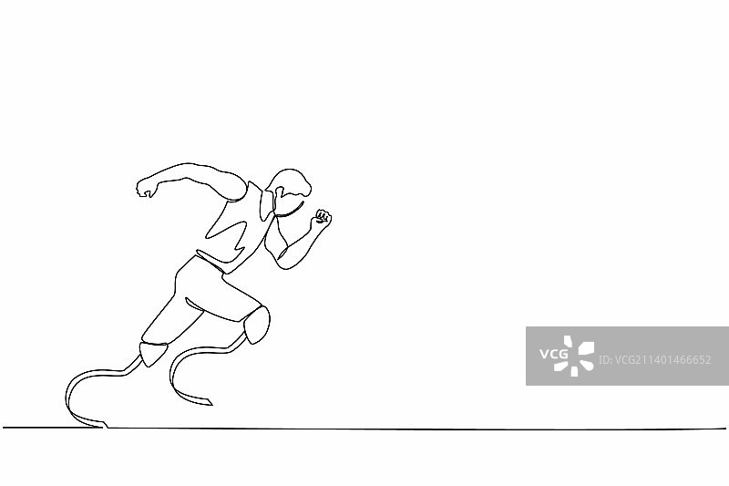 残疾运动员单线连续绘图图片素材