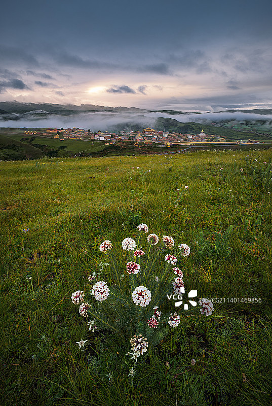 中国四川阿坝州阿坝县朗依寺晨曦自然风光图片素材