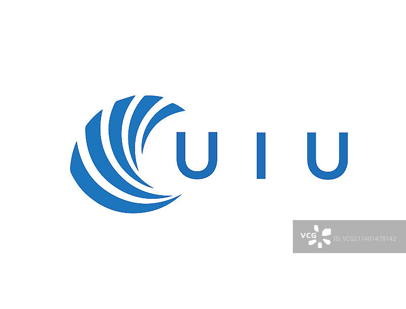 白色背景上的UIU字母标志设计图片素材