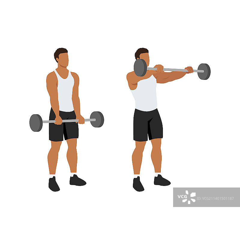 男人做杠铃前平举运动图片素材