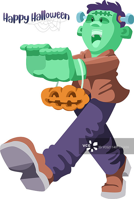 科学怪人抱着一个南瓜图片素材