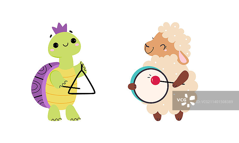 演奏乐器的可爱动物合集图片素材