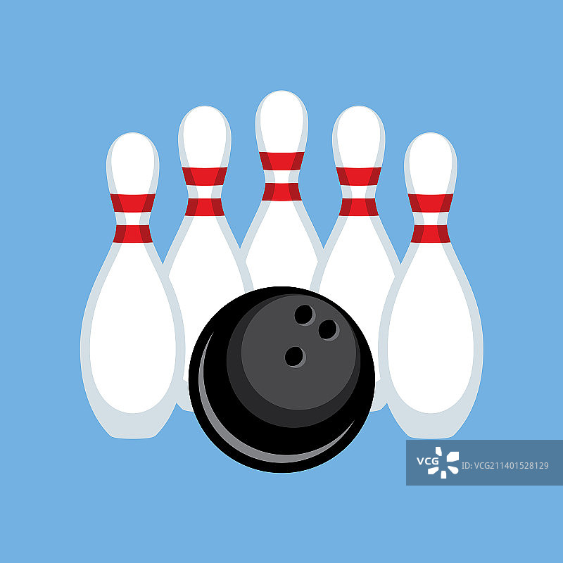 白色保龄球瓶和黑色球图标图片素材