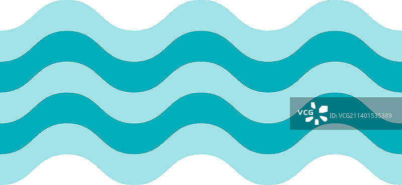 蓝色风格化海浪水平背景图片素材