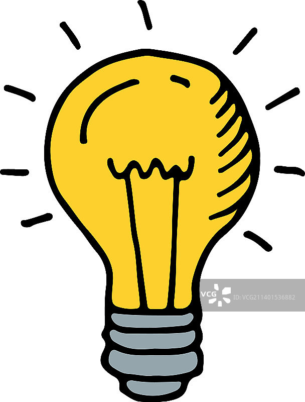 黄色灯泡图标创意涂鸦图片素材
