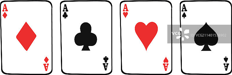 成套的扑克牌：方块、梅花、红桃和黑桃图片素材