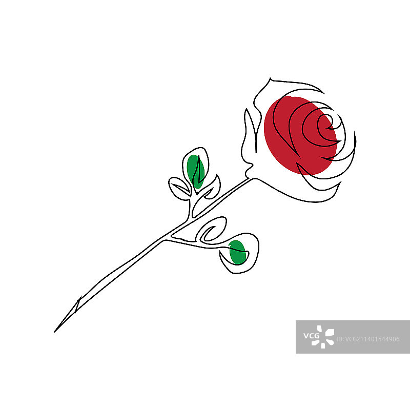 玫瑰花线条艺术绘画风格图片素材