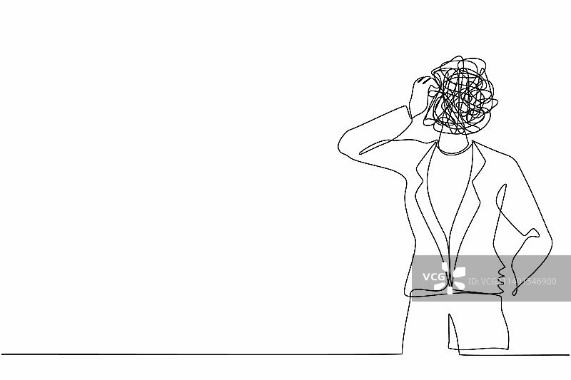 女商人连续单线画图片素材