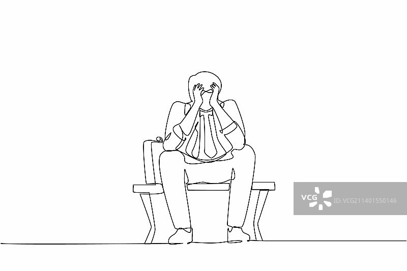 悲伤的商人单线连续画图片素材