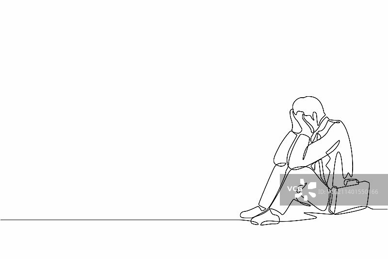 悲伤商人一笔画图片素材