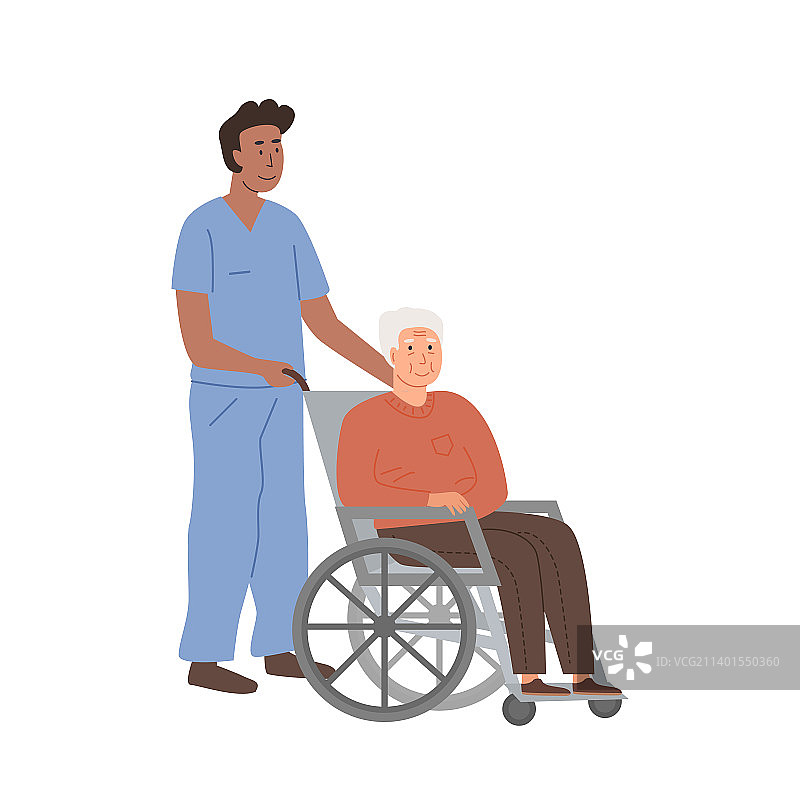 护士或医生照顾年老的男人图片素材