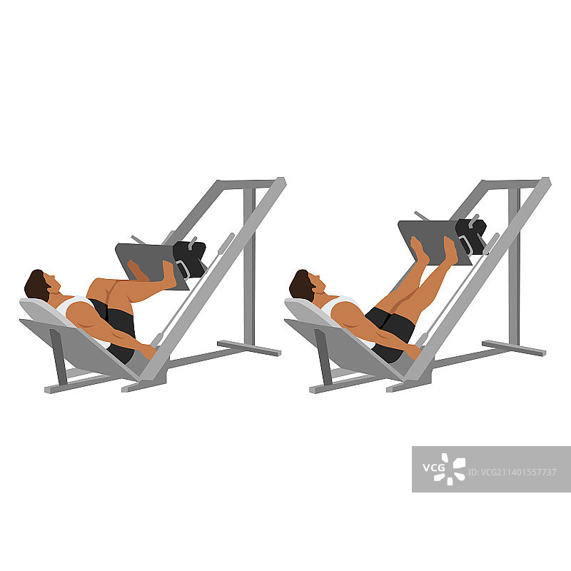 男人在器械上做腿部推举图片素材