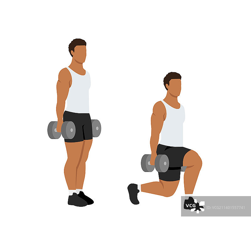 男人做哑铃行走弓步练习图片素材