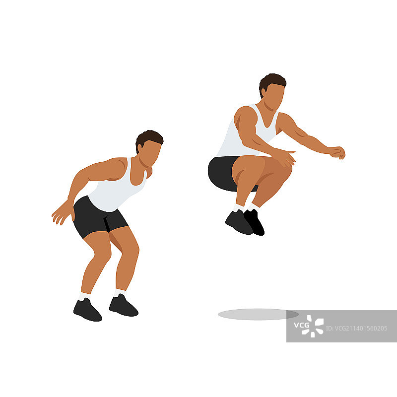 男子膝盖收缩跳跃运动图片素材