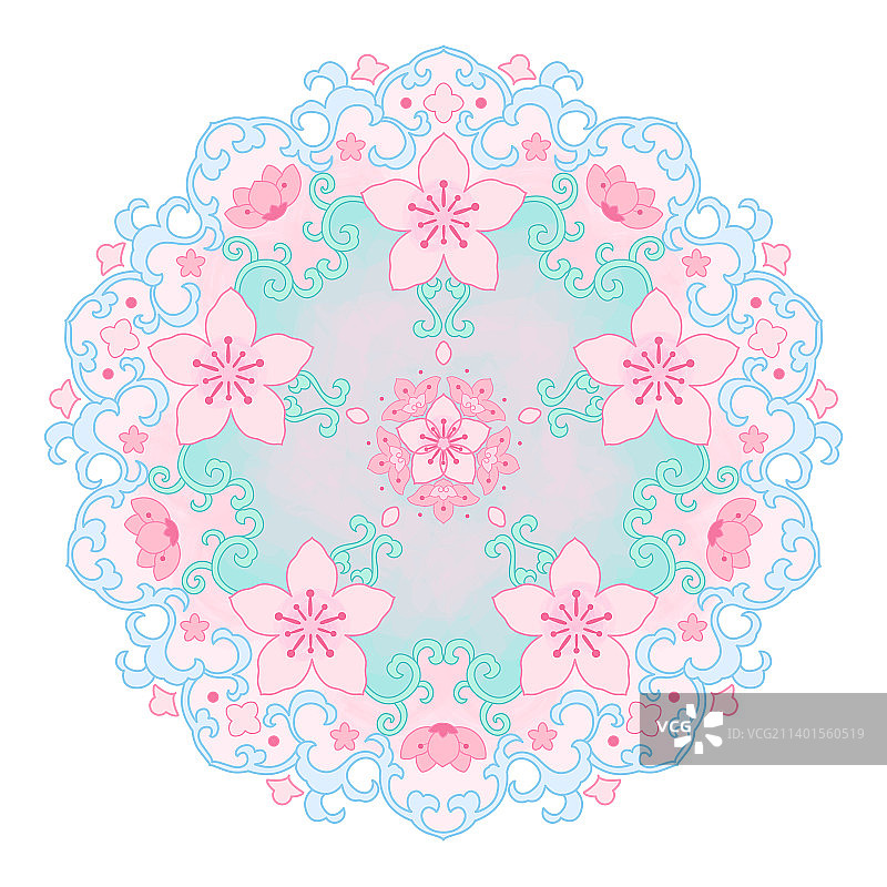 中国传统十二月令桃花花卉图案图片素材