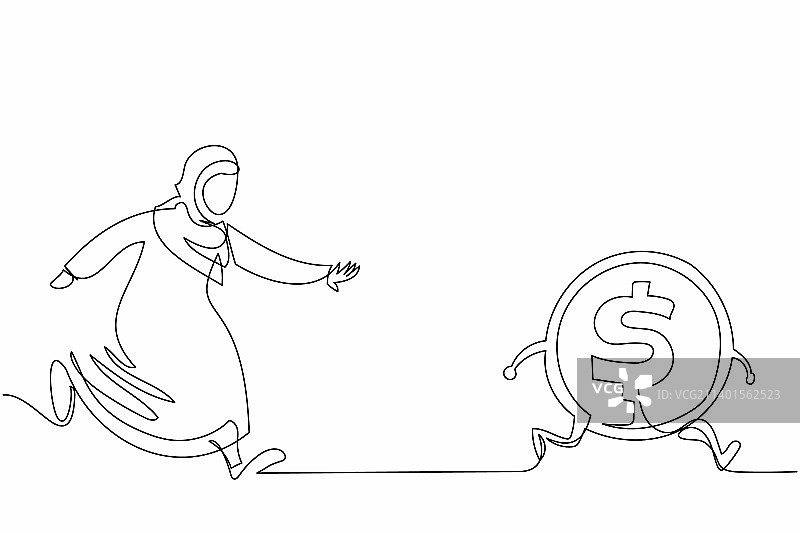 一笔画阿拉伯女商人图片素材