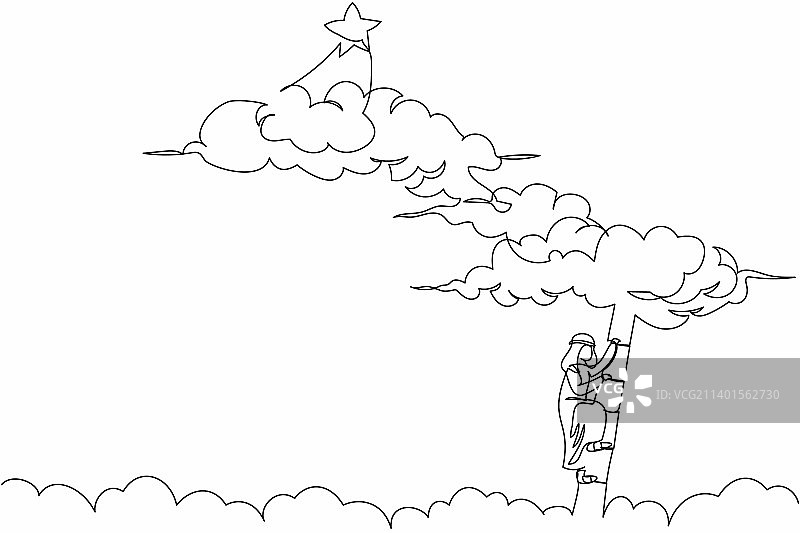 连续单线画阿拉伯商人图片素材