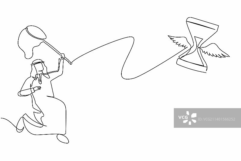 阿拉伯商人画了一条连续的线图片素材