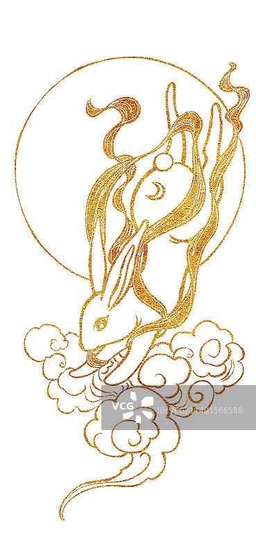 中秋兔子传统纹祥花纹石刻线条版画剪纸图案背景图片素材