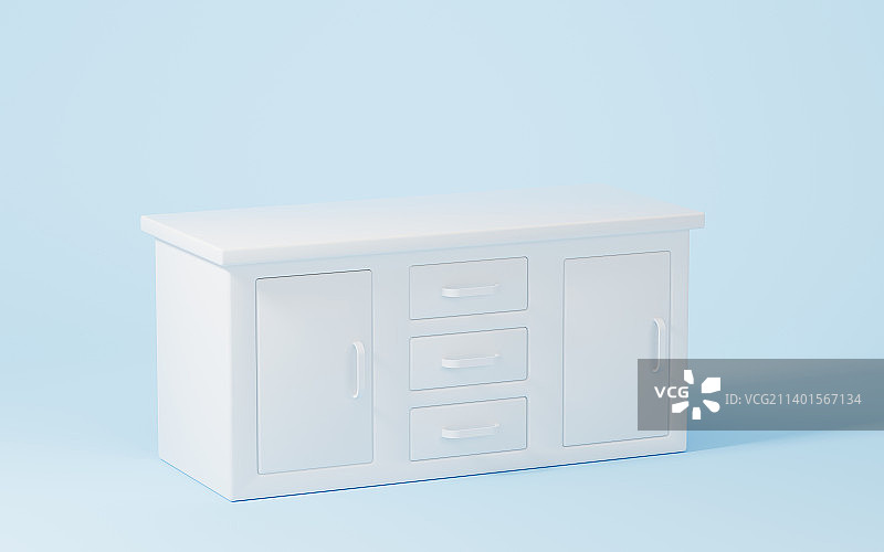 白色的带有抽屉的书桌3D渲染图片素材