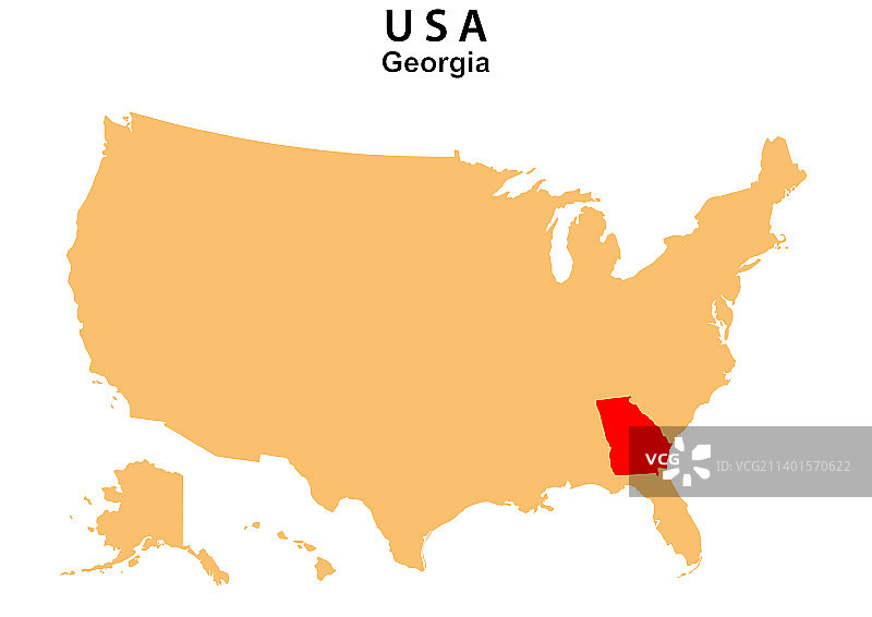 美国地图上突出的佐治亚州地图图片素材