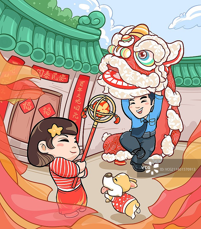 春节舞狮图片素材