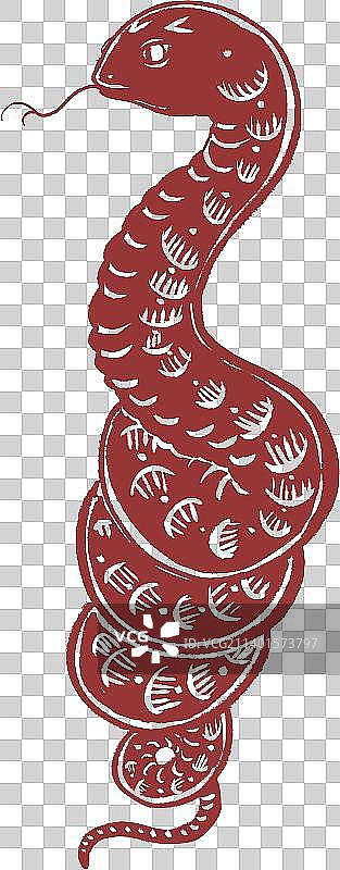 十二生肖蛇剪纸元素图片素材