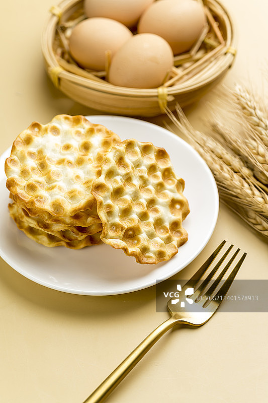 一盘山西传统名点石头饼石子饼特写图片素材