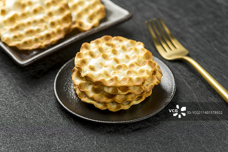 一盘山西传统名点石头饼石子饼特写图片素材