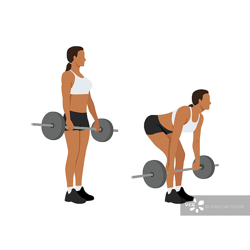 女人做杠铃硬拉运动图片素材