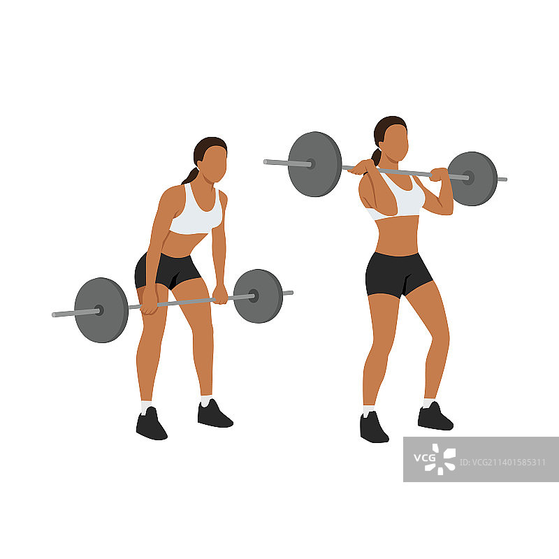 女人做杠铃挺举练习图片素材