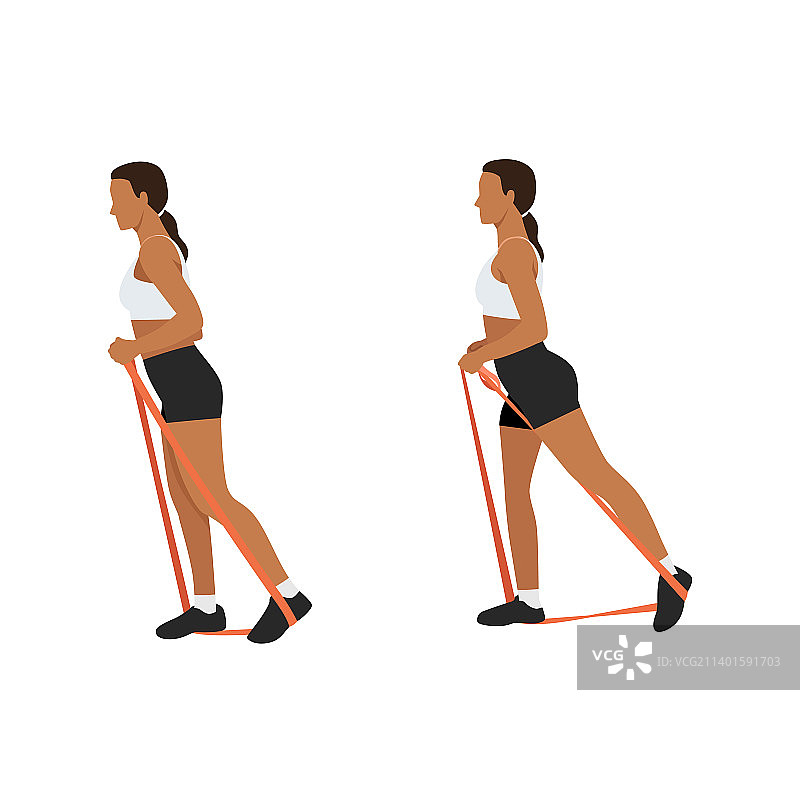 使用长阻力带向后提臀图片素材