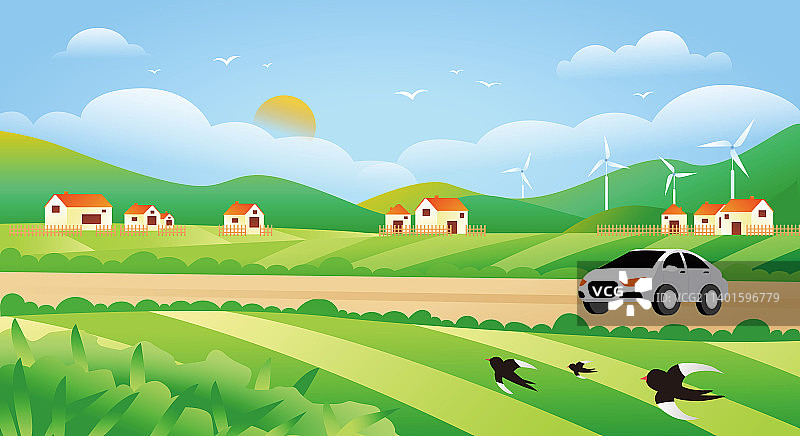 新农村乡村振兴插画图片素材