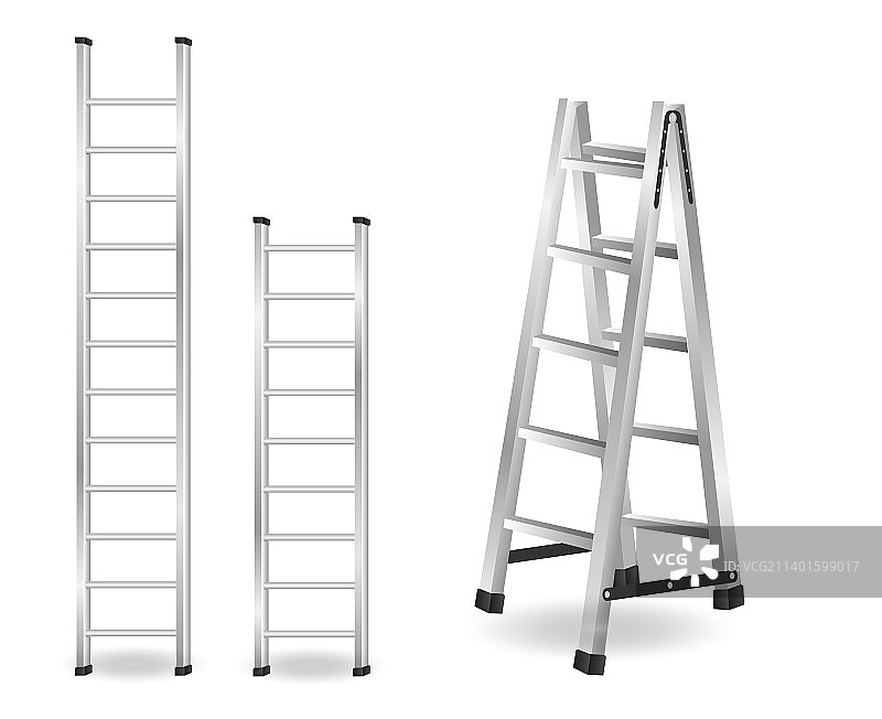 写实木质楼梯或金属梯子合集图片素材