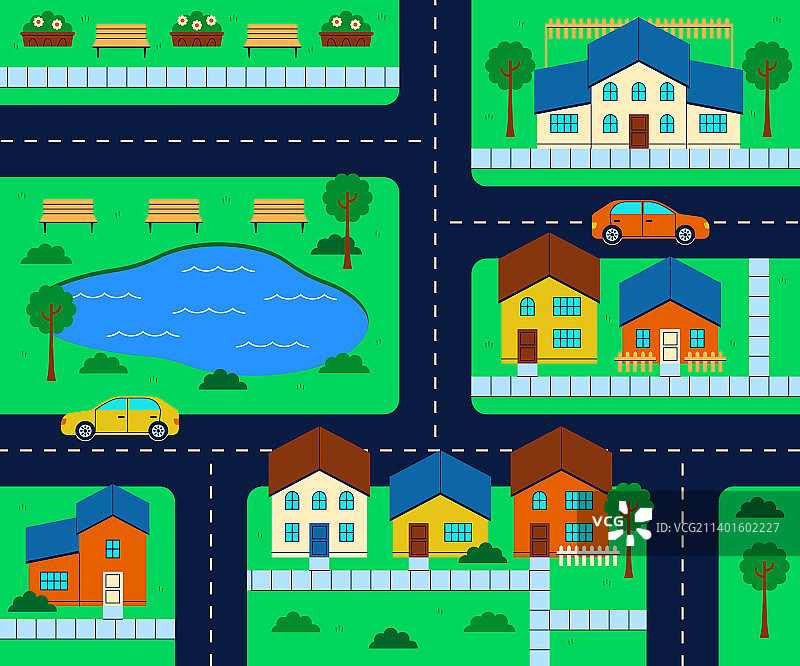 手绘城镇地图图片素材