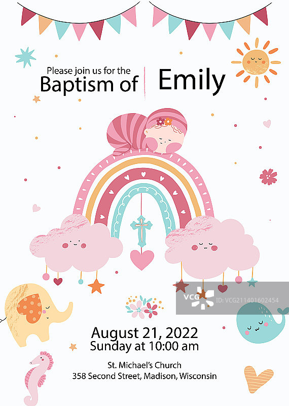 手绘洗礼海报模板图片素材