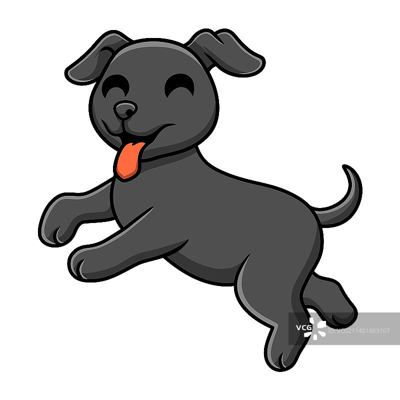 可爱的黑色拉布拉多犬卡通图片素材