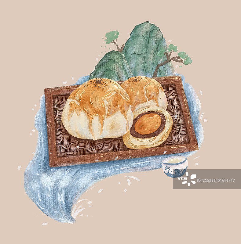 中式糕点-蛋黄酥图片素材