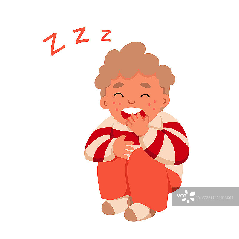 打哈欠的男孩图片素材