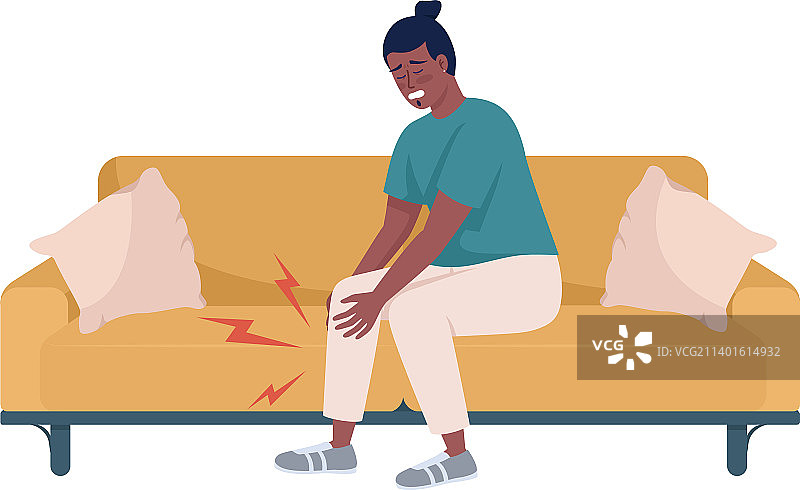 腿部肌肉疼痛的男人（半扁平色彩）图片素材