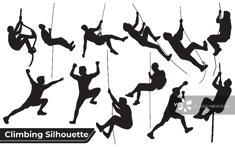 山地剪影攀岩合集图片素材