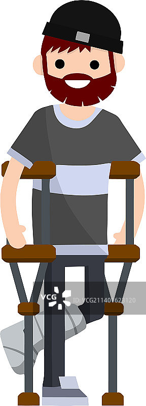 拄着拐杖的断腿男人图片素材