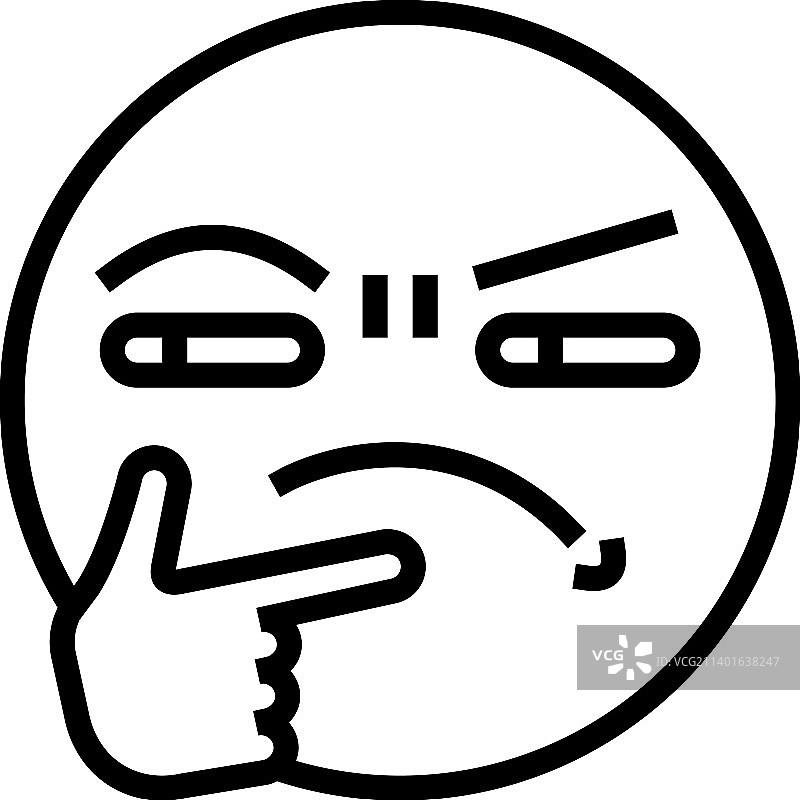 困惑的表情符号线性图标图片素材