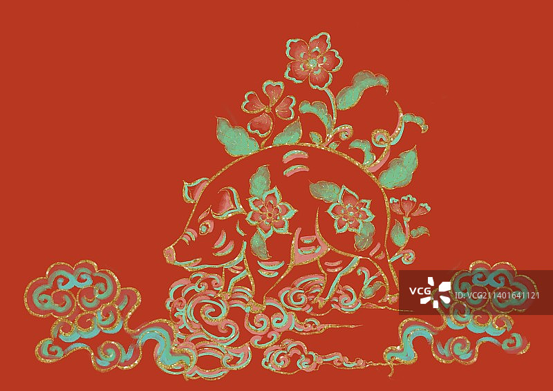 猪年纹样图片素材