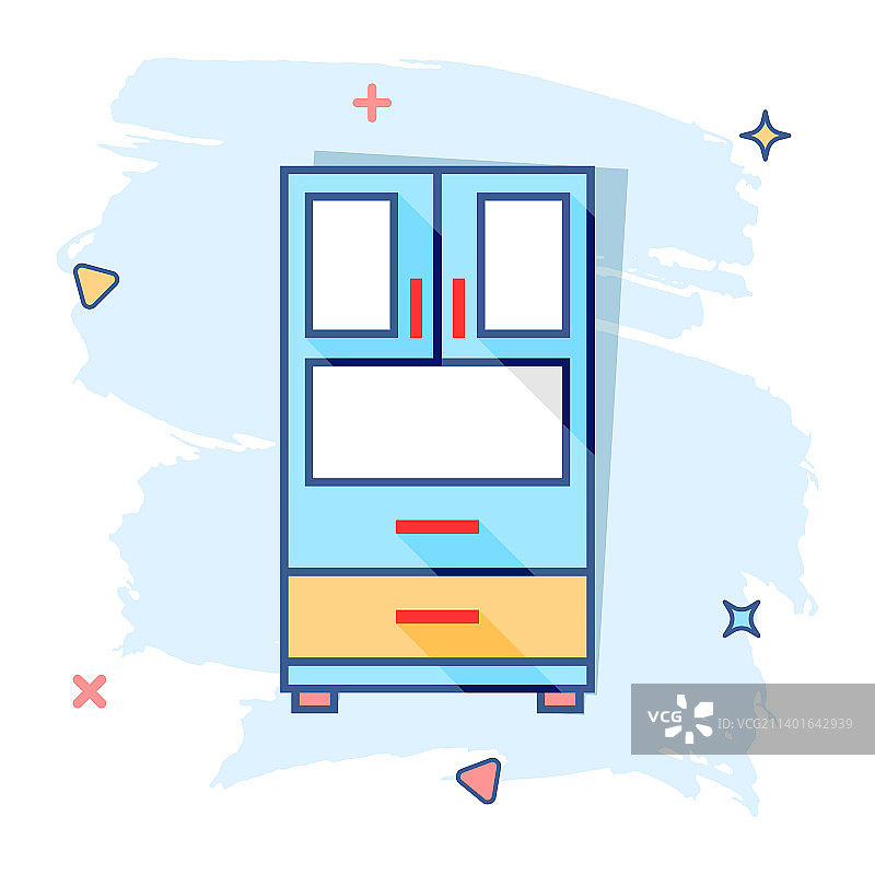 漫画风格的卡通橱柜图标图片素材