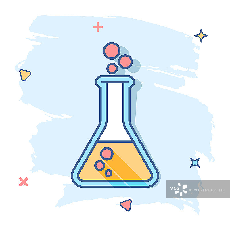 漫画风格卡通化学试管图标图片素材