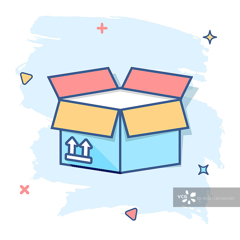 漫画风格卡通包装盒图标图片素材