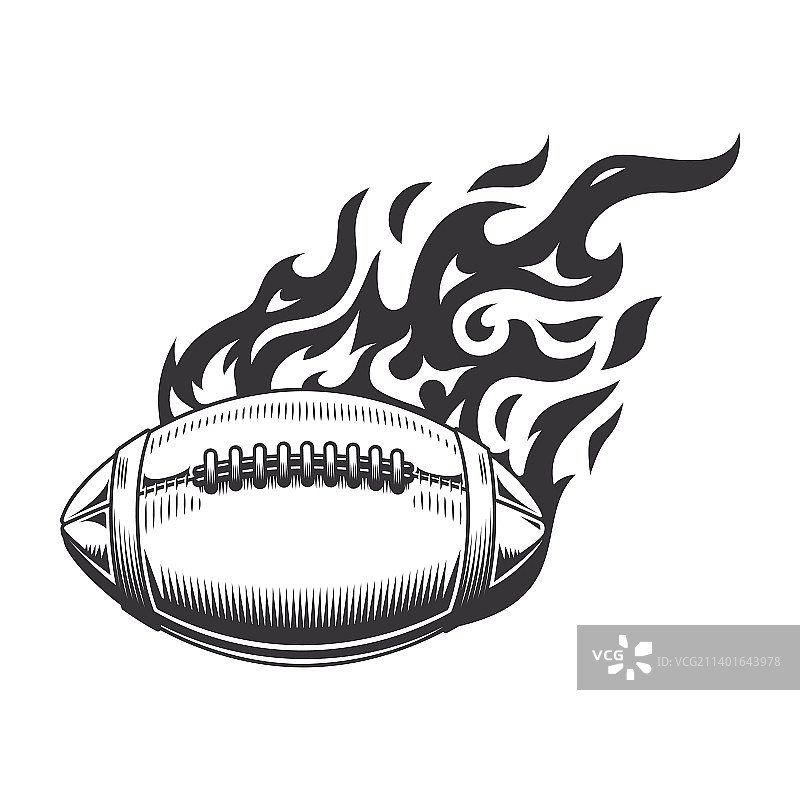 火热美式橄榄球火焰标志剪影图片素材