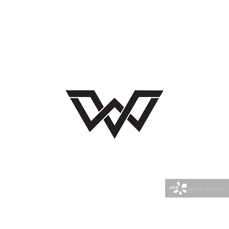 字母VW扁平连接线条标志图片素材