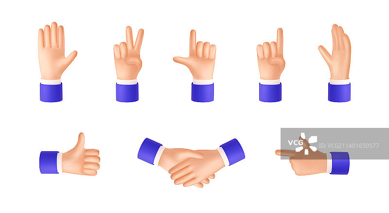 3D手部图标手臂手势握手与和平图片素材